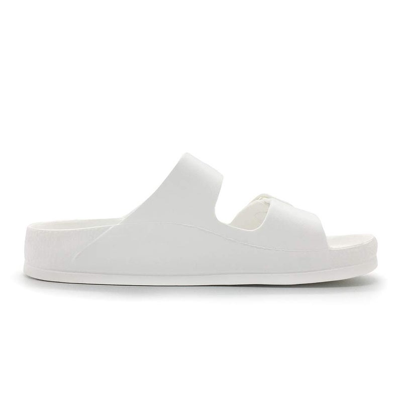 FUNKYMONKEY Men's Comfort Slides Double Buckle Adjustable EVA Flat Sandals (12 M US, White/SPK) - Image 2